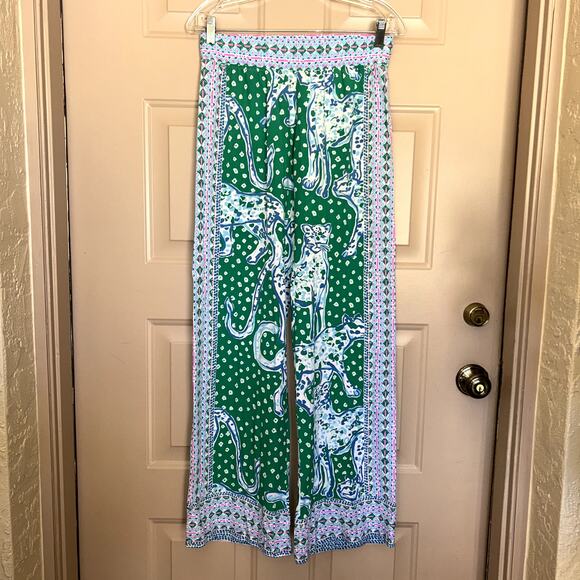 Lilly Pulitzer Coastal Emerald Isle On The Prowl Bal Harbor Palazzo Pants  XS - Picture 15 of 15